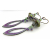 Green, purple enamel on copper, lampwork, amethyst, jade earrings copper