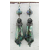 Artisan made teal black enamel on copper earrings sterling silver chrysocolla