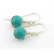 Artisan short turquoise earrings with sterling silver petals