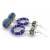 Handmade blue enamel ring earrings with blue silver lampwork glass, sterling
