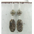 Hand made brown gray fossil turritella agate lampwork sterling earrings