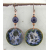 Artisan blue white black green crackle enamel copper sodalite earrings