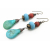 Handmade earrings with turquoise red jasper lampwork copper