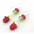 artisan red, white, green lampwork mitten earrings sterling silver