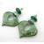 Artisan made green white enamel on copper earrings river stone lampwork sterling