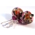Handmade pink, olive, black, fuchsia earrings, lampwork, crystals and sterling