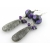 Handmade earrings purple black lampwork amethyst rutilated quartz sterling