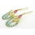 Artisan made turquoise pink rhinestone chandelier brass earrings