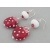 Artisan made red white sterling silver earrings with mitten snowball lampwork