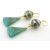Handmade earrings with turquoise green chrysocolla lampwork gold fill ear wires