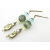 Handmade earrings with green blue yellow lampwork crystal Czech glass brass