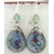 Green, blue, purple enamel on copper, fluorite and sterling earrings