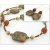 Handmade necklace/earrings topaz artisan lampwork red creek jasper gold fill
