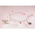 White Dog and Pink Glass Charm Bracelet Handmade dog charm bracelet in white pink sterling silver crystal glass pearl