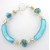 Handmade bracelet aqua sand beige shell gemstones lampwork sterling silver