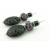 Artisan purple black earrings with lampwork glass, lava, tourmaline, sterling