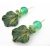 Artisan teal green gold leaf earrings w/artisan polymer, hollow glass, gold fill