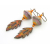 Handmade artisan autumn earrings with orange brown enamel leaves sterling glass