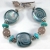 Handmade bracelet grey agate gemstone turquoise kazuri ceramic sterling silver