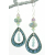 Artisan made teal blue enamel on copper earrings aquamarine gemstones sterling