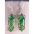 Artisan green short earrings with artisan furnace glass, Swarovski, sterling