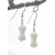 Artisan made white glass bone earrings with sterling silver
