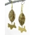 Handmade earrings with brown beige picture jasper brass westie gold fill niobium