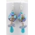 Handmade blue floral earrings with turquoise, lampwork, iolite, pearl, sterling