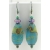 Artisan etched aqua earrings with artisan lampwork glass, chrysocolla, sterling