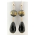 Artisan earrings with black onyx and venetian beads gold fill vermeil