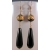 Klimt Onyx Drop Earrings - longer Artisan earrings with black onyx and venetian beads gold fill vermeil