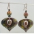 Handmade earrings with red yellow creek jasper drops enamel black onyx copper