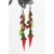 Handmade red black green red pepper ristra earrings, coral and sterling