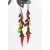 Red Pepper Earrings Handmade red black green red pepper ristra earrings, coral and sterling