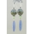 Handmade greblue earrings with lampwork glass, kyanite zircon sapphire sterling