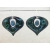 Artisan made blue, green, aqua enamel on copper earrings apatite sterling
