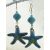 Artisan made teal blue, yellow enamel on copper starfish earrings apatite