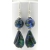 Handmade blue earrings with blue green lampwork glass, azurite wing, sterling