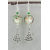 Handmade red green Christmas earrings with lampwork sterling tree tsavorite