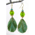 Artisan lime turquoise green earrings with polymer leaf venetian glass gold fill