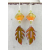 Fall Leaves Earrings - autumn, enamel Handmade artisan autumn earrings with orange green ename leaves sterling glass