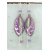 Purple, white enamel on copper drop earrings, amethyst and quartz chain dangles
