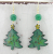 Artisan made green enamel on copper tree earrings gold fill carved onyx