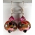 Handmade pink, olive, black, fuchsia earrings, lampwork, crystals and sterling