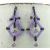Purple and Black Diamonds Earrings - seed bead weave amethyst sterling silver