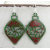 Artisan made red and green enamel on copper filigree ornament earrings