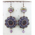 Dark Velvet Flowers Earrings - purple copper bead weave flower super 7