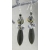 Handmade blue black gold earrings with golden obsidian lampwork iolite sterling