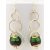 Artisan made red green gold earrings with Venetian beads and gold rings