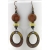 Artisan made red yellow black enamel on copper earrings onyx jasper niobium
